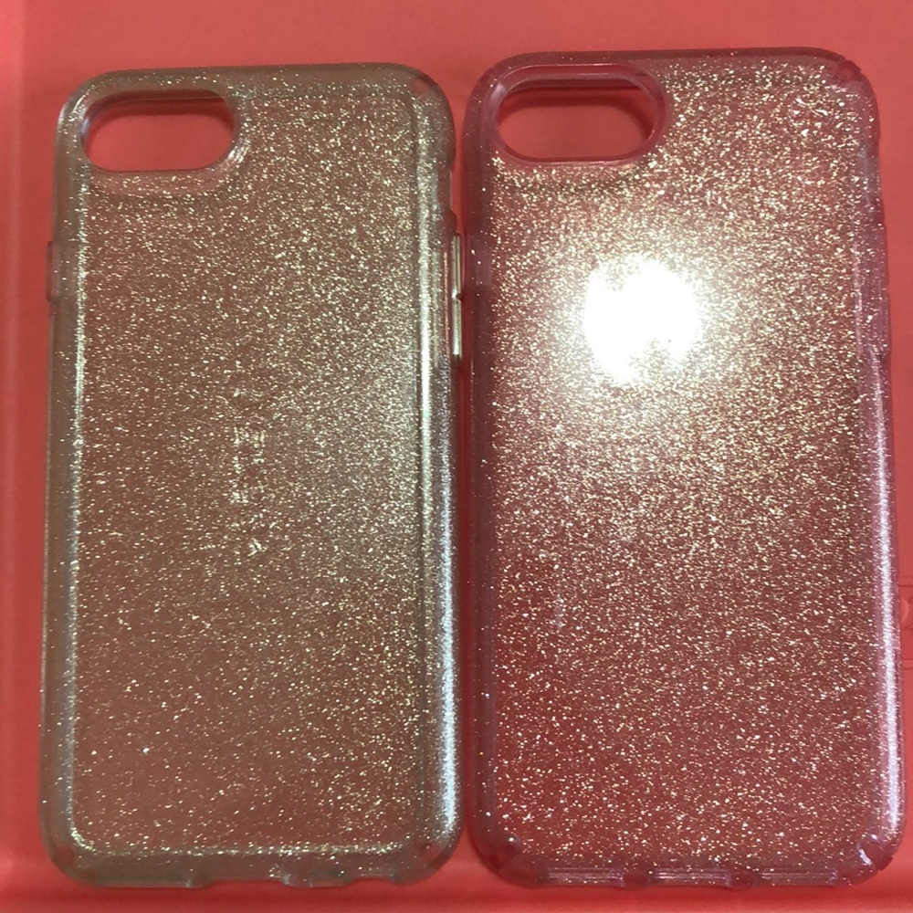 Clear and pink glitter Apple iPhone 8 case